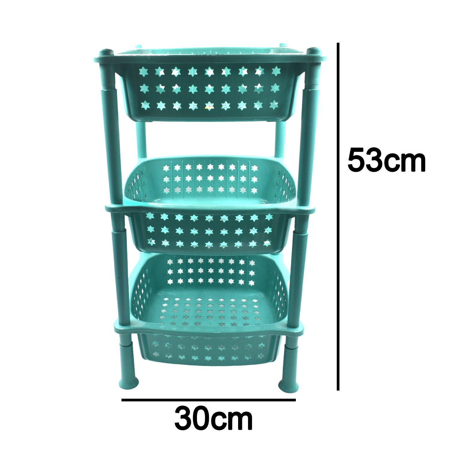 Round trolley with three storage baskets Round trolley with three storage baskets
